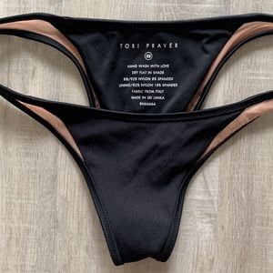 Tori Praver Manon Swimsuit Bottom Black with Nude Mesh Size XS